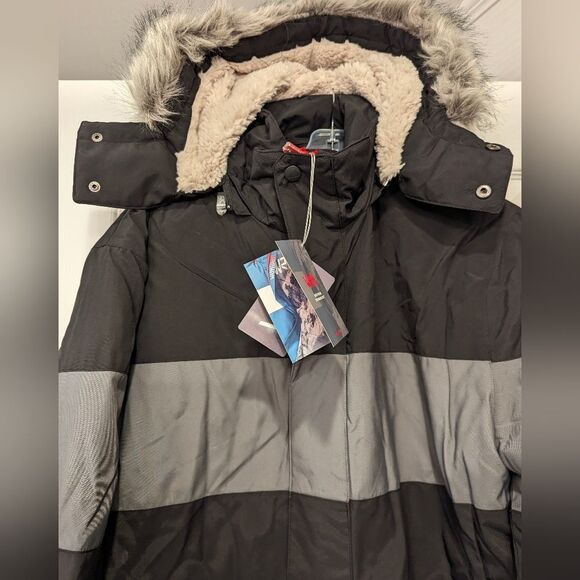 NWT VRY WRM Mens Polar Oxford Snorkel hooded black gray Sherpa Coat jacket XXL - Picture 3 of 14